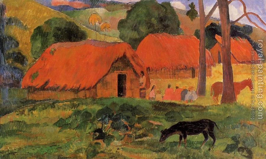Paul Gauguin : Three Huts, Tahiti Paul Gauguin : Three Huts, Tahiti